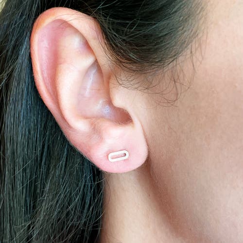 The Lovery Fine Jewelry Single Paperclip Stud Earrings In Gold