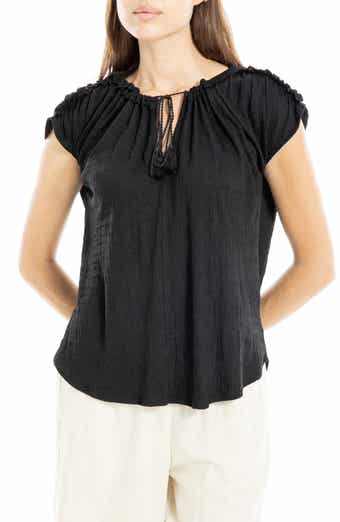 MAX STUDIO Tie Keyhole Cap Sleeve Top