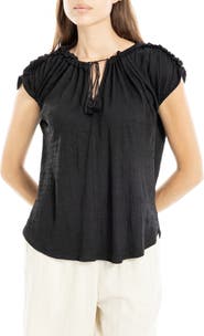 MAX STUDIO Tie Keyhole Cap Sleeve Top