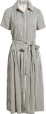 Julia Jordan Stripe Tie Waist Midi Shirtdress
