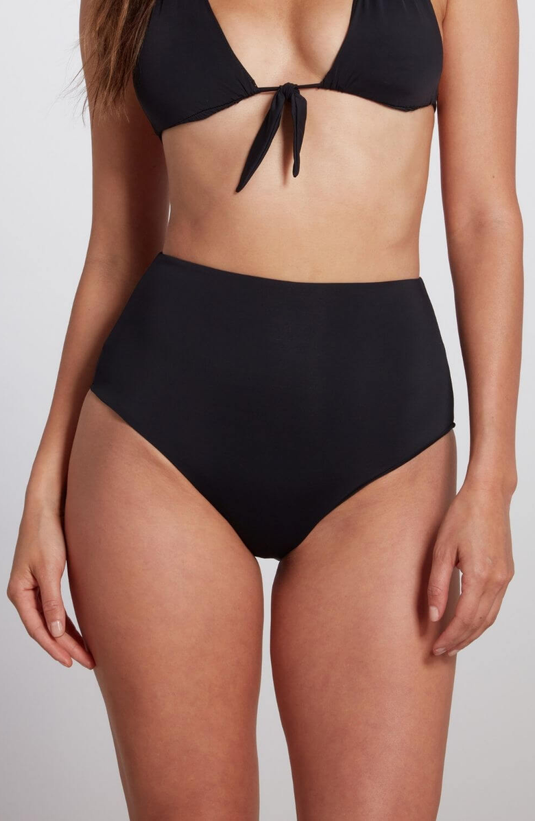Sauipe Maya High Waisted Bikini Bottom, Alternate, color, Black
