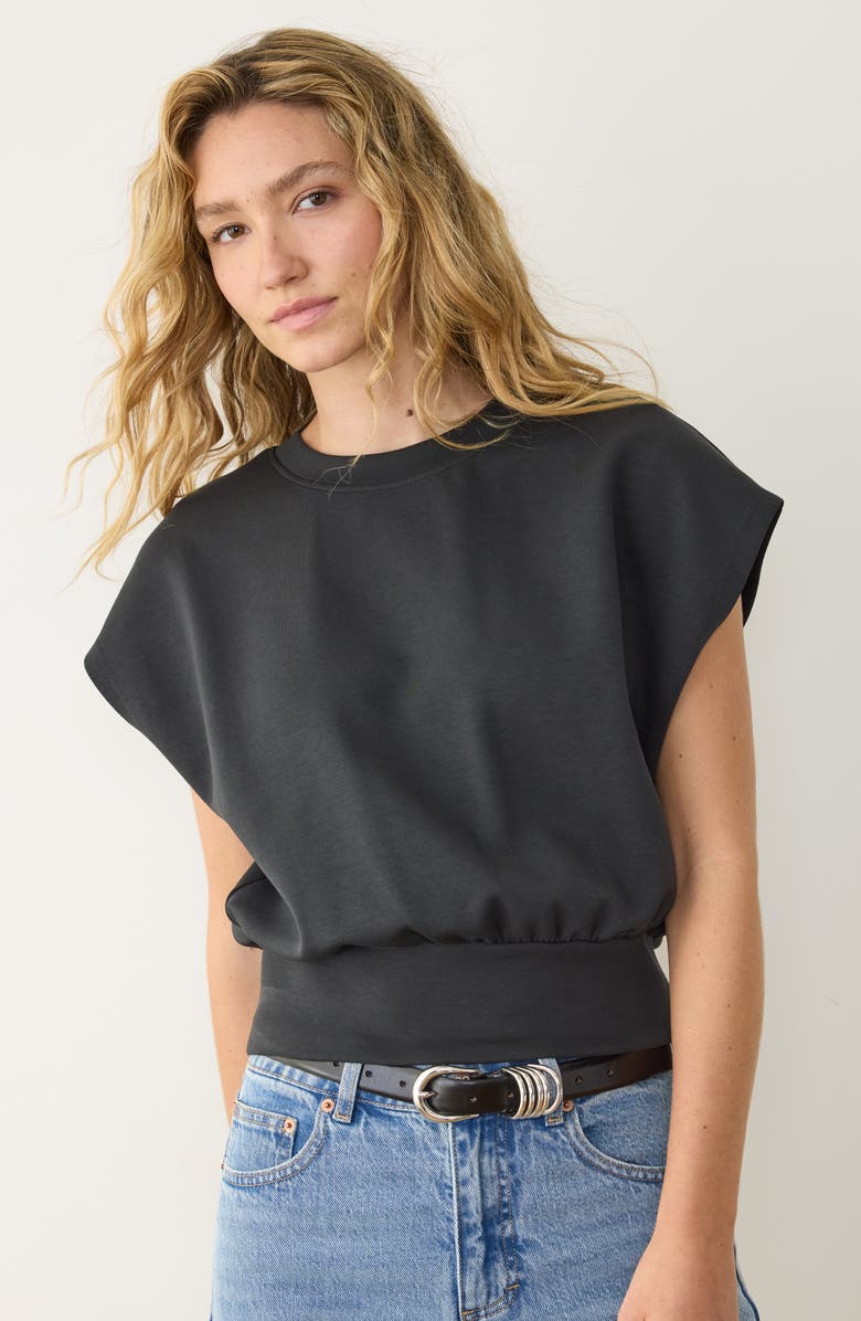 Marine Layer Nova Organic Cotton Blend Bubble Top, Alternate, color, Washed Black