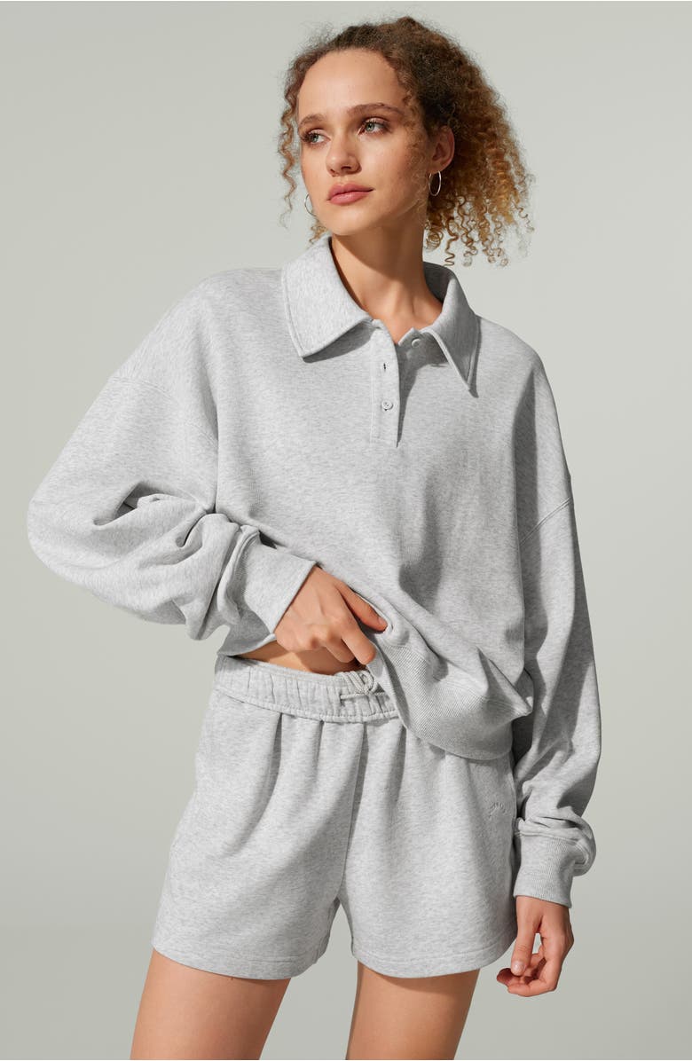 Lilysilk SILKERRY Oversized Heirloom '89 Polo Collar Sweatshirt, Alternate, color, Heather-Grey