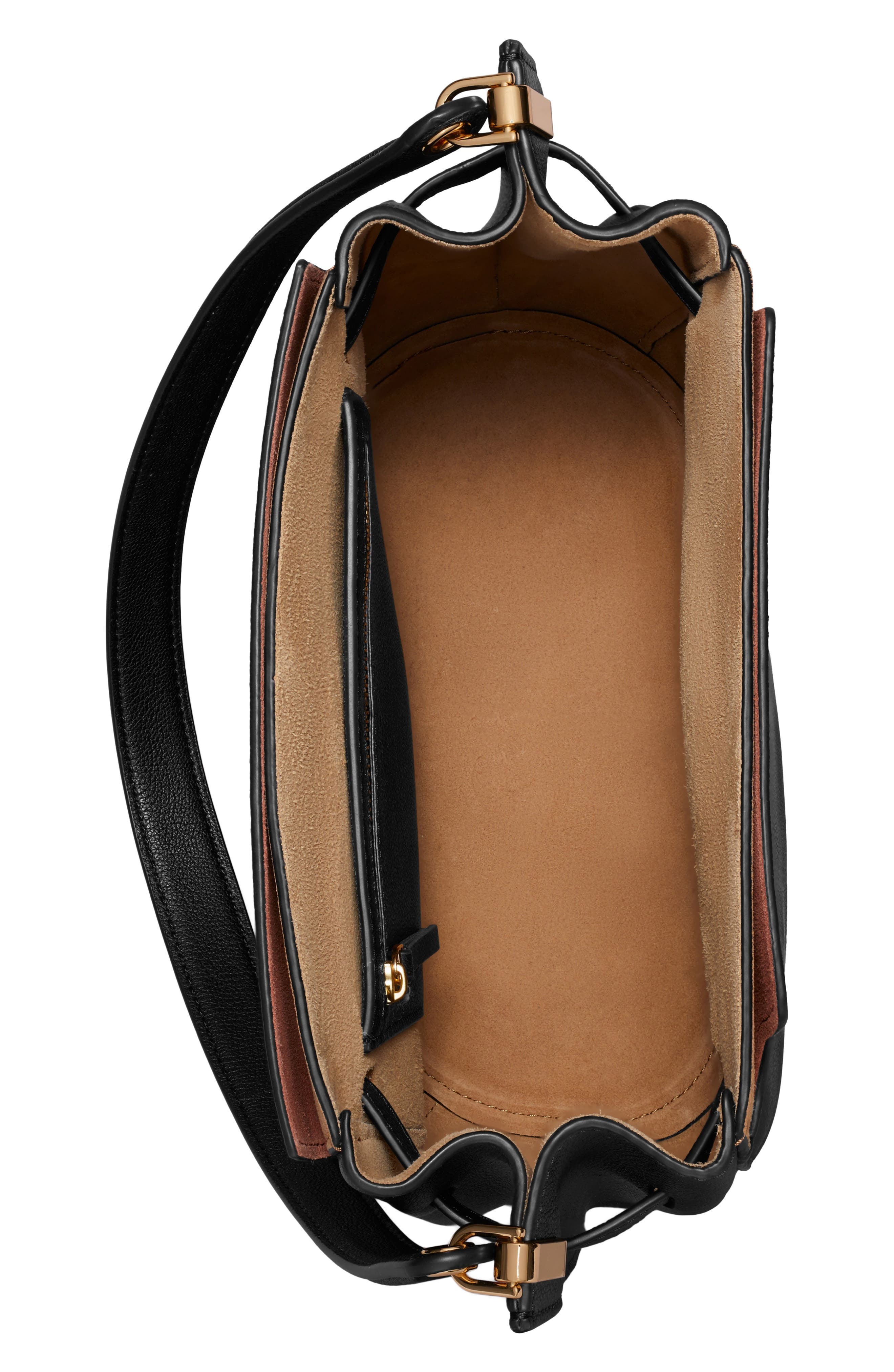 Lee Radziwill Leather Double Bucket Bag, Alternate, color, TORY BLACK