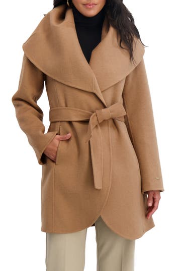 Tahari Marilyn Wool Blend Coat In Brown