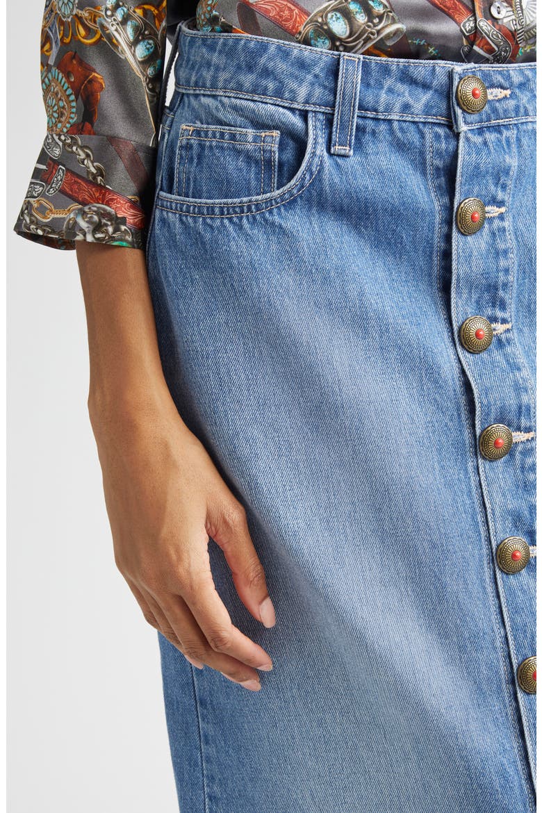 Kathleen Button Front Midi Denim Skirt, Alternate, color, BANDERA