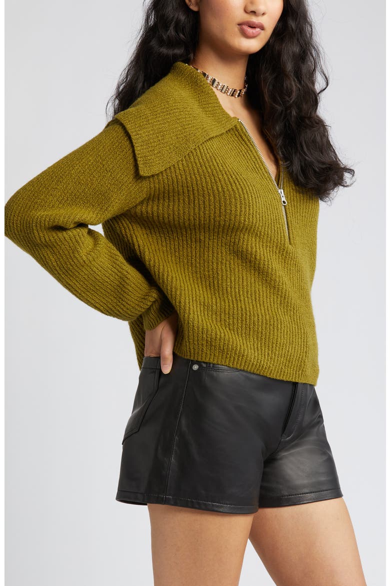 Rib Half Zip Sweater, Alternate, color, OLIVE AVOCADO
