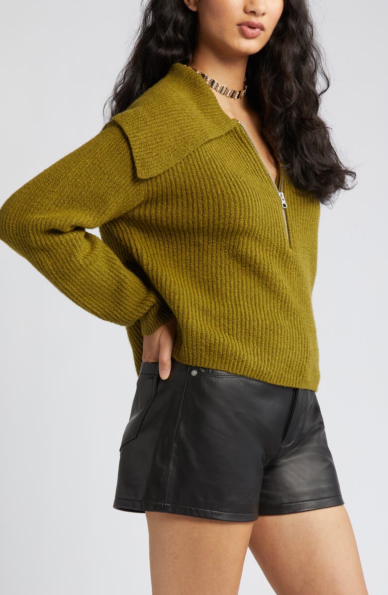 Open Edit Rib Half Zip Sweater, Alternate, color, Olive Avocado