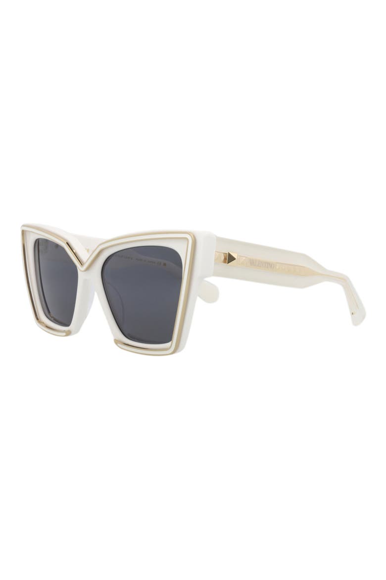 50mm Polarized Cat Eye Sunglasses, Alternate, color, WHITE WHITE GREY