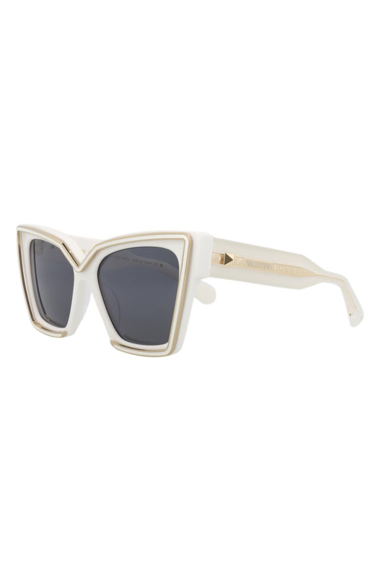Valentino 50mm Polarized Cat Eye Sunglasses, Alternate, color, White White Grey