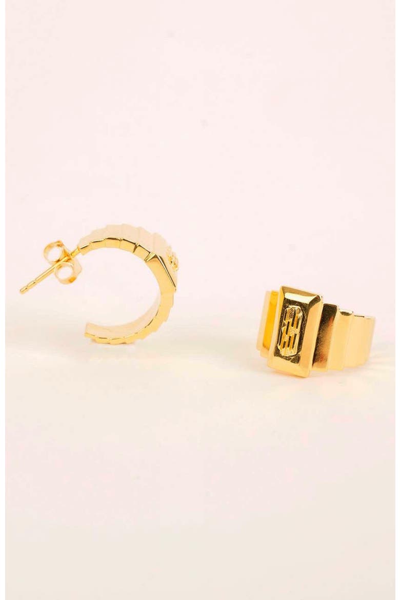 Tiered Block Hoops, Alternate, color, Gold