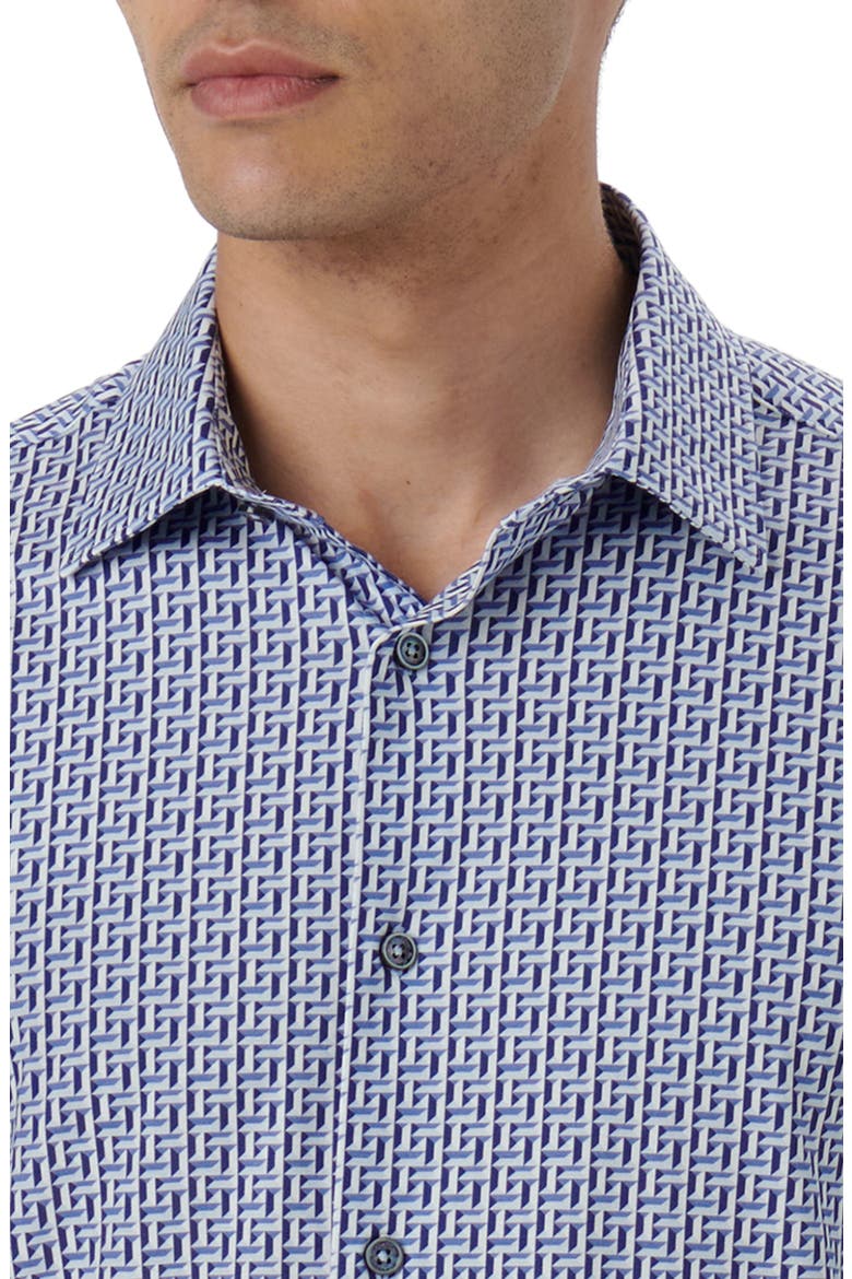 James OoohCotton® Geometric Print Button-Up Shirt, Alternate, color, FRENCH BLUE