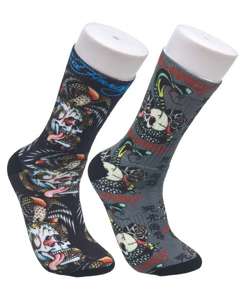 Skull 360 Print Full Cushion Crew Sock 2-Pack