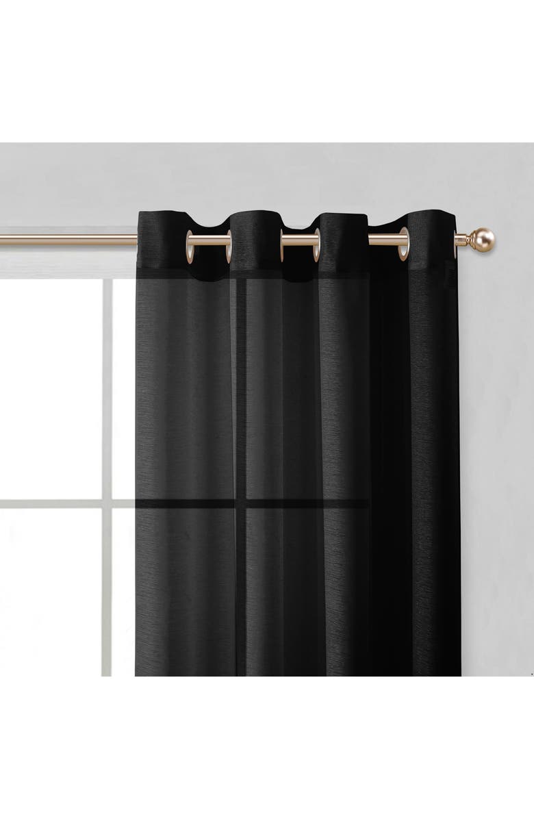 DAINTY HOME Set of 2 Sheer Curtain Panels, Alternate, color, Black