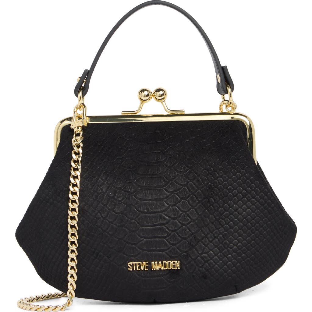 Steve Madden Blucca Faux Snakeskin Crossbody Bag In Black Snake Emboss Suede