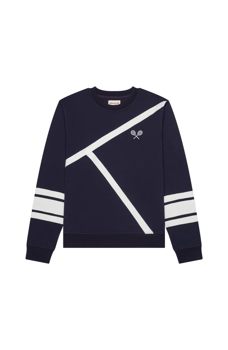 Ellsworth + Ivey Elle Women's Sweatshirt Tennis Lines, Alternate, color, Navy