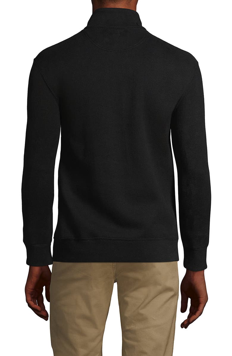 Lands' End Bedford Rib Quarter Zip Pullover Sweater, Alternate, color, Black