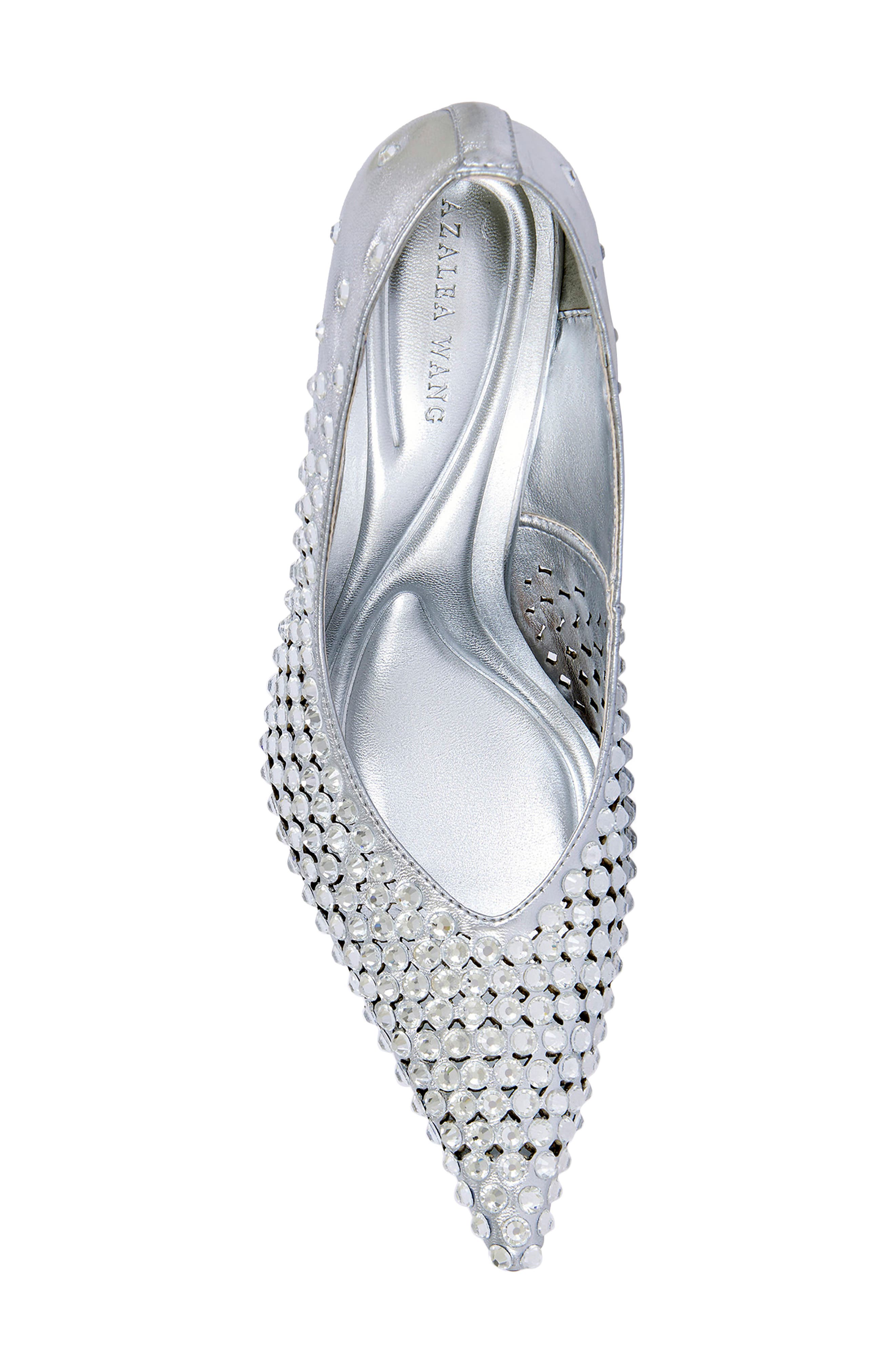 Naos Crystal Pointed Toe Pump, Alternate, color, SILVER