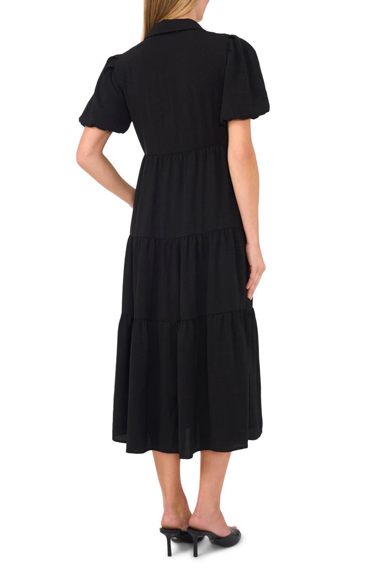 Tiered Midi Shirtdress, Alternate, color, RICH BLACK