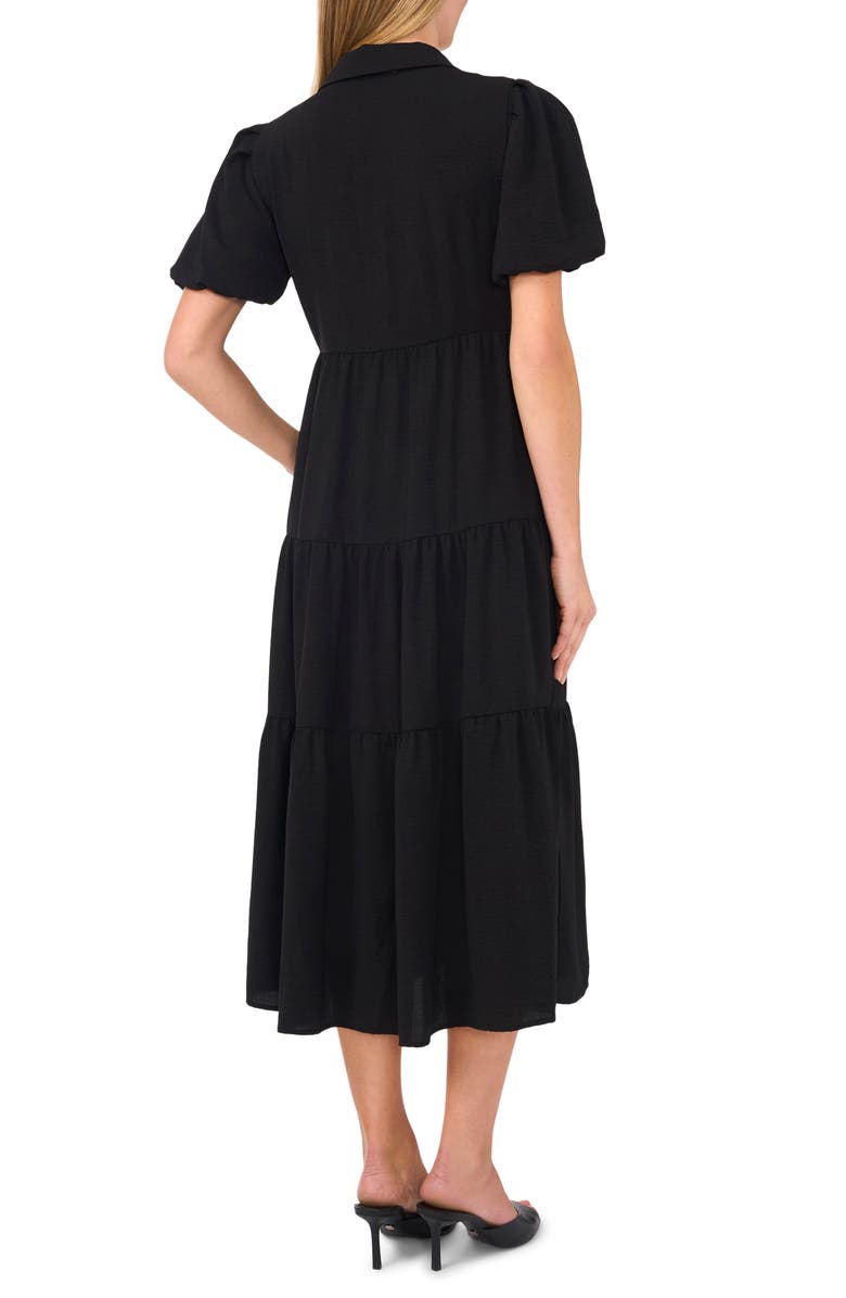 CeCe Tiered Midi Shirtdress, Alternate, color, Rich Black