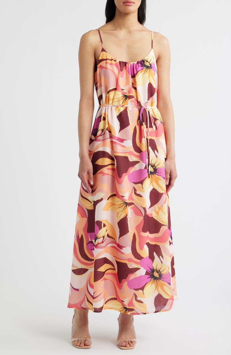 Sam Edelman Palm Royal Maxi Sundress, Main, color, Yellow Multi