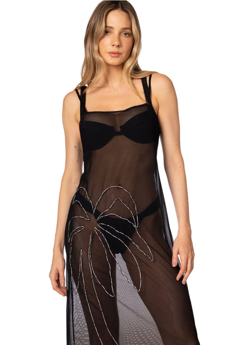 Ancestral Lines Gio Sheer Palm Beach Dress, Alternate, color, BLACK