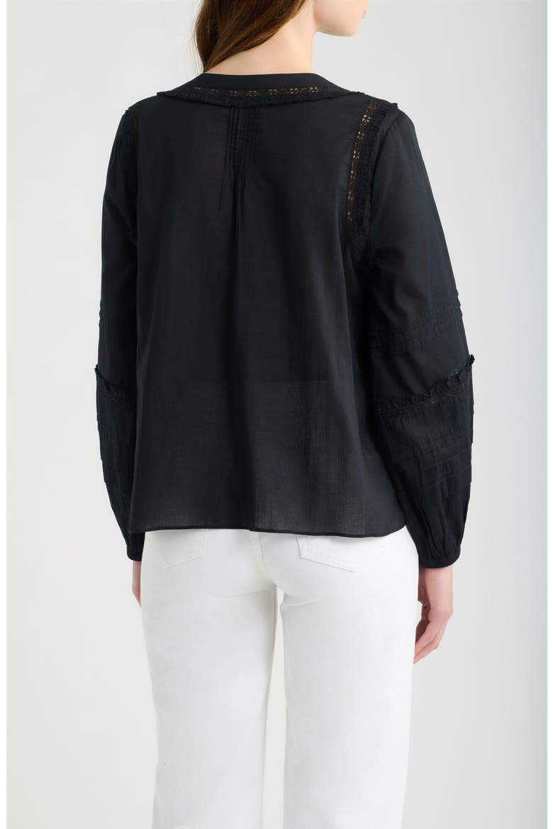 Theodora Pintuck Organic Cotton Top, Alternate, color, BLACK