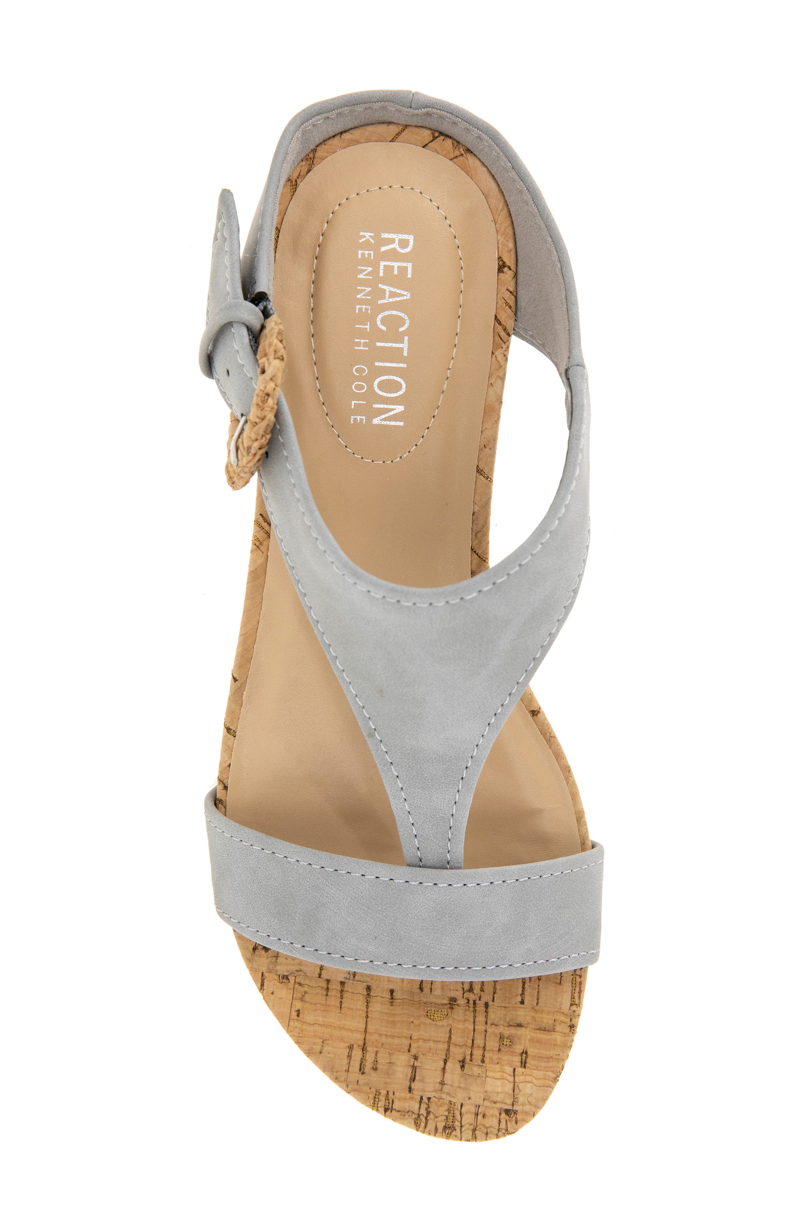Reaction Kenneth Cole Great Buckle Wedge Sandal, Alternate, color, Aqua Grey