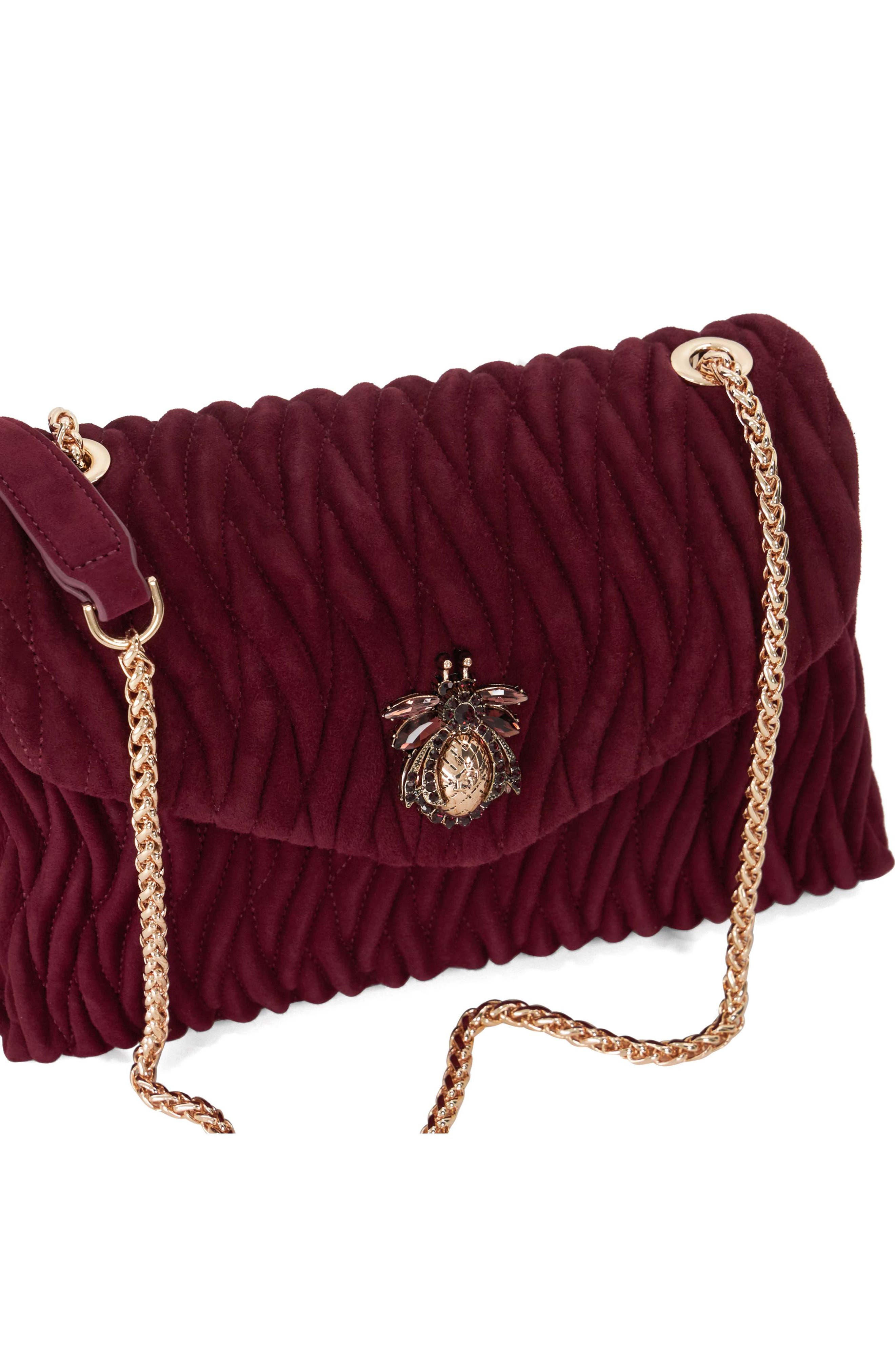 Darling Matelassé Suede Crossbody Bag, Alternate, color, BURGUNDY