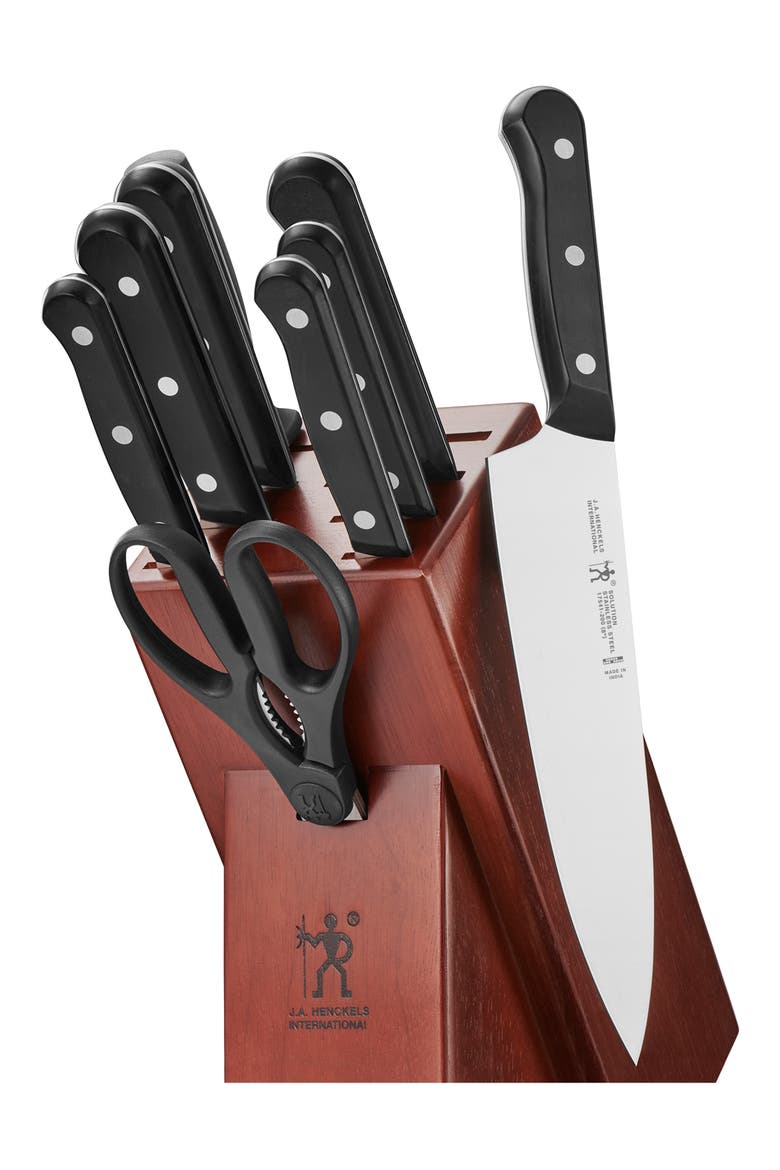 Solution 10-Piece Knife Block Set, Main, color, BLACK