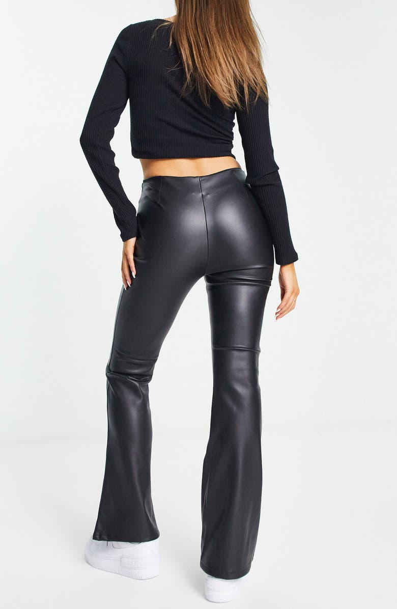 ASOS DESIGN Faux Leather Flare Leg Pants, Alternate, color,