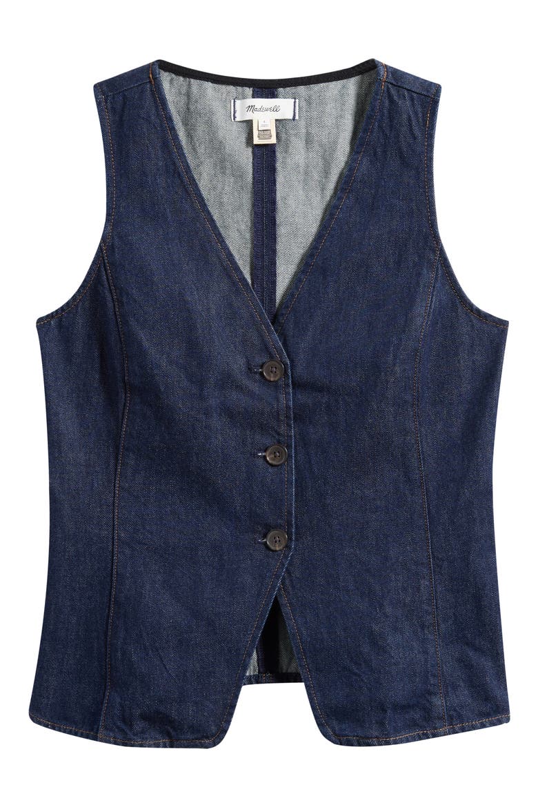 Denim Cutaway Vest, Alternate, color, RINSE WASH