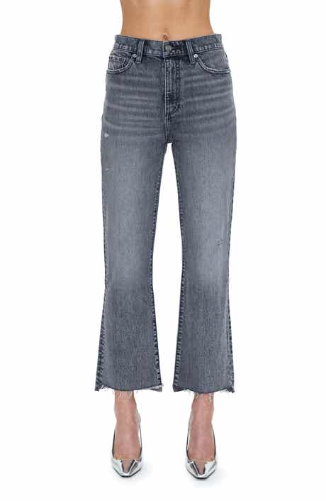 Ally Raw Step Hem High Waist Crop Bootcut Jeans