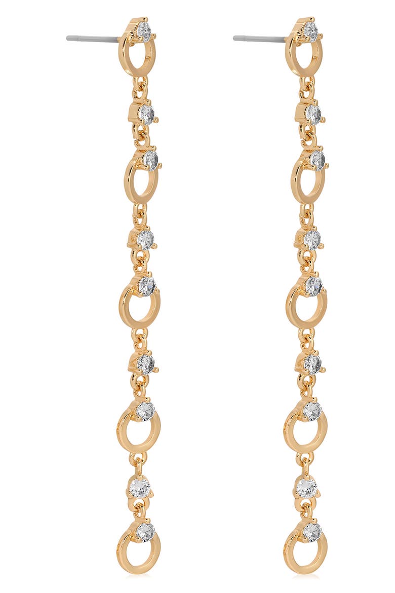 Cubic Zirconia Linear Drop Earrings, Alternate, color, GOLD