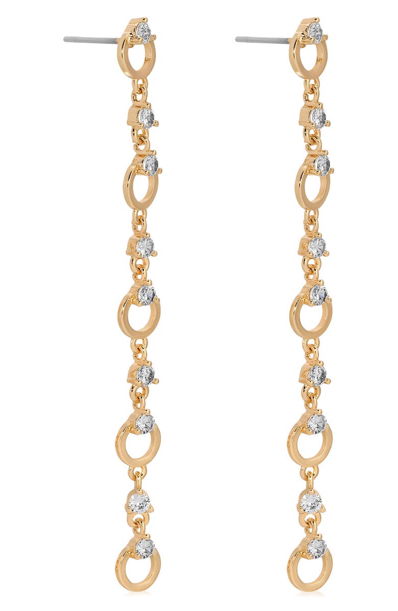 Ettika Cubic Zirconia Linear Drop Earrings, Alternate, color, Gold