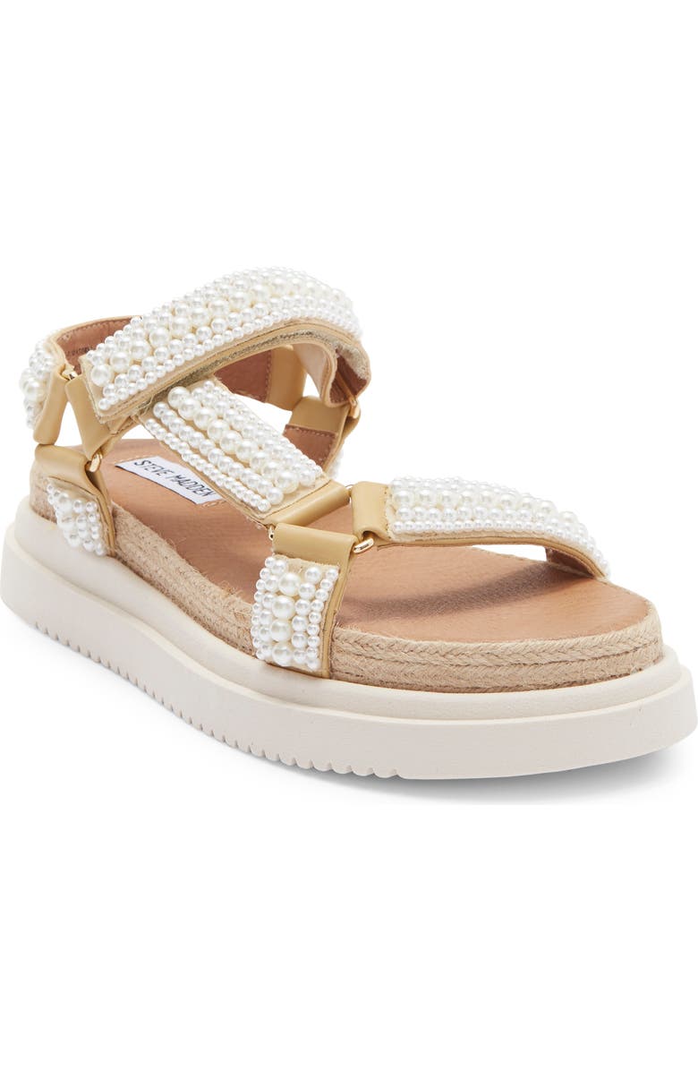 Steve Madden Matina Faux Pearl Bead Platform Sandal, Main, color, Pearl