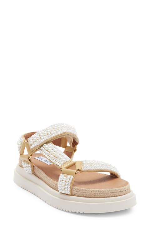 Matina Faux Pearl Bead Platform Sandal (Women)