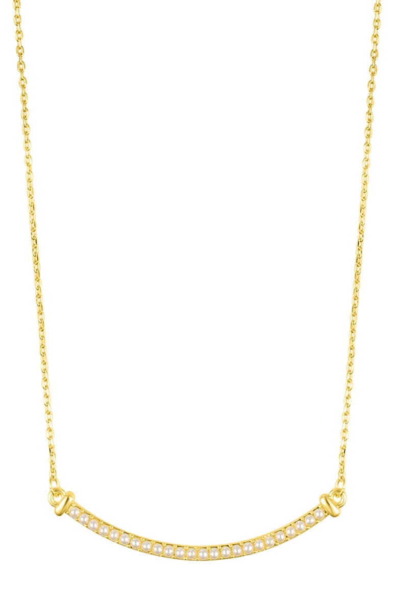 Curved Imitation Pearl Bar Pendant Necklace, Main, color, WHITE