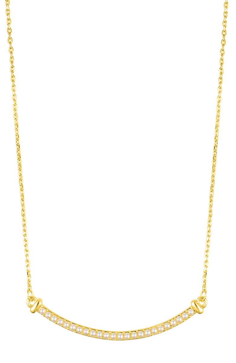Adornia Curved Imitation Pearl Bar Pendant Necklace, Main, color, White