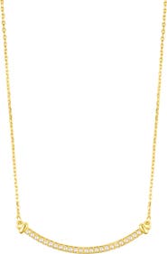 Adornia Curved Imitation Pearl Bar Pendant Necklace