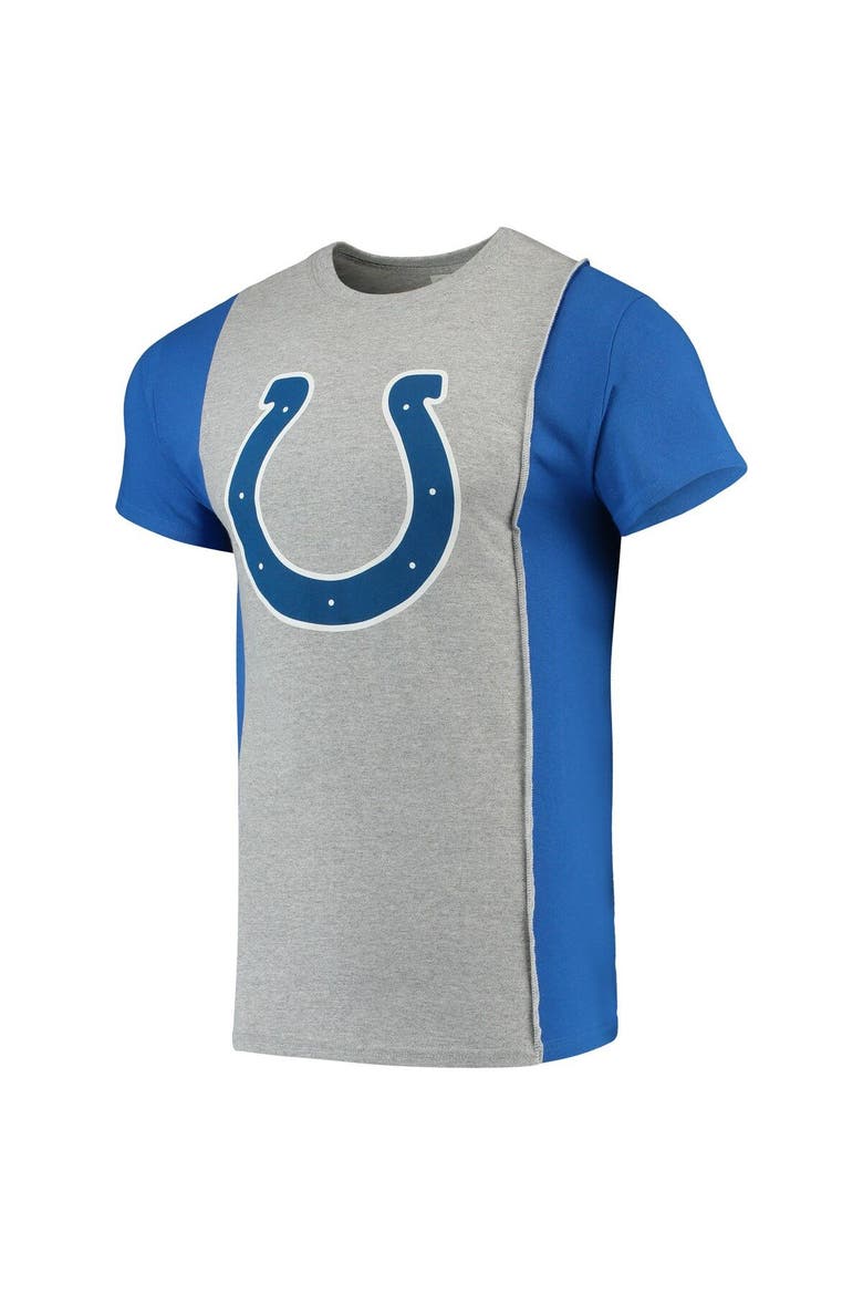 Men's Refried Apparel Gray/Royal Indianapolis Colts Sustainable Upcycled Split T-Shirt, Alternate, color, Gray