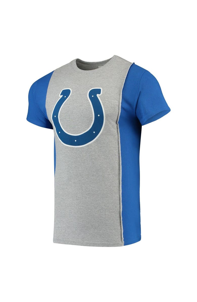 REFRIED APPAREL Men's Refried Apparel Gray/Royal Indianapolis Colts Sustainable Upcycled Split T-Shirt, Alternate, color, Gray
