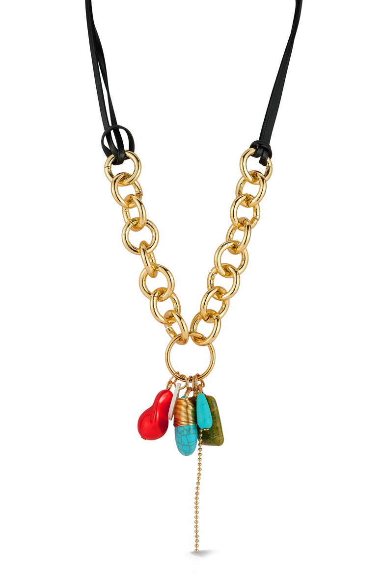Charm Curb Chain Statement Necklace, Main, color, GOLD