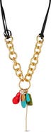 CHLOE AND MADISON Charm Curb Chain Statement Necklace