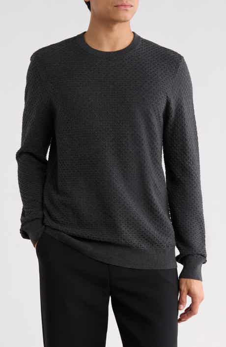 Geometric Textured Crewneck Sweater