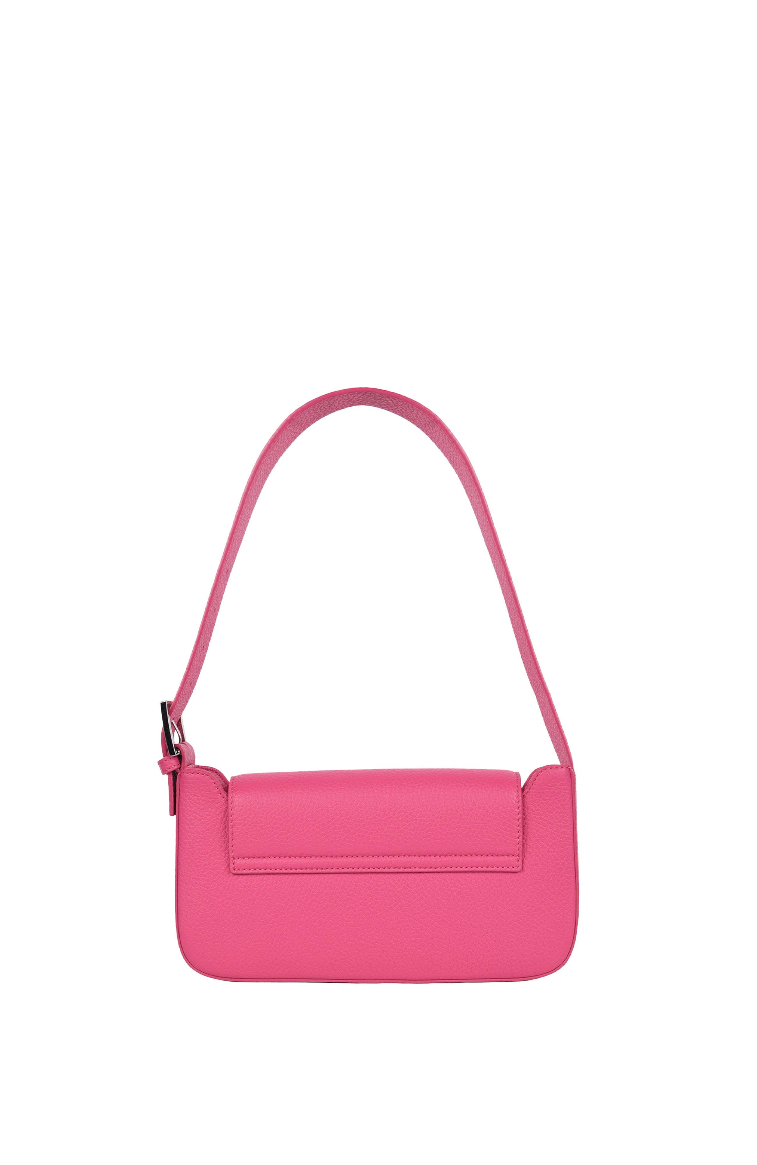 HYER GOODS Upcycled Leather Shoulder Bag with Buckle, Alternate, color, Fuschia