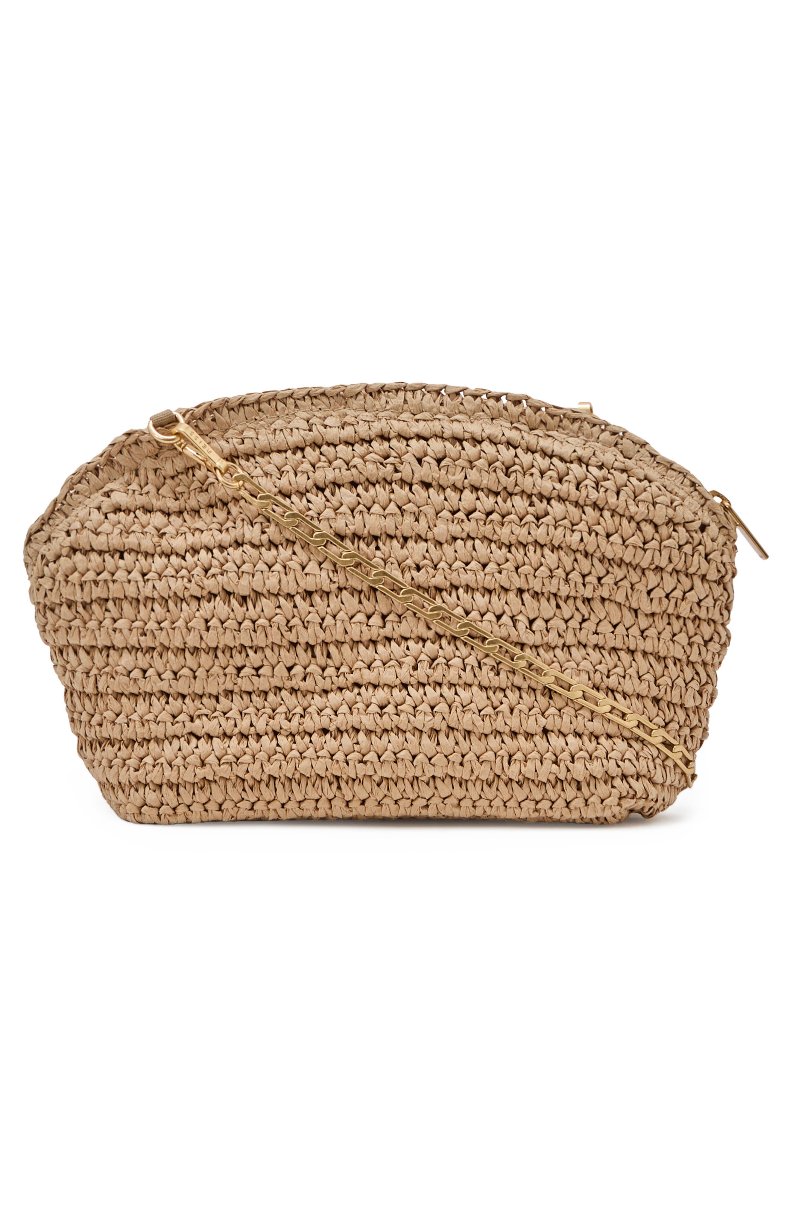 Reiss Fern Straw Clutch, Alternate, color, Natural