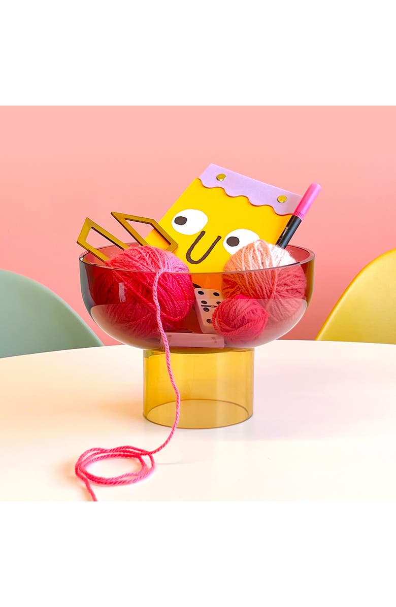 CLOUDNOLA Tip Top Glass Bowl, Alternate, color, Pink/ Yellow