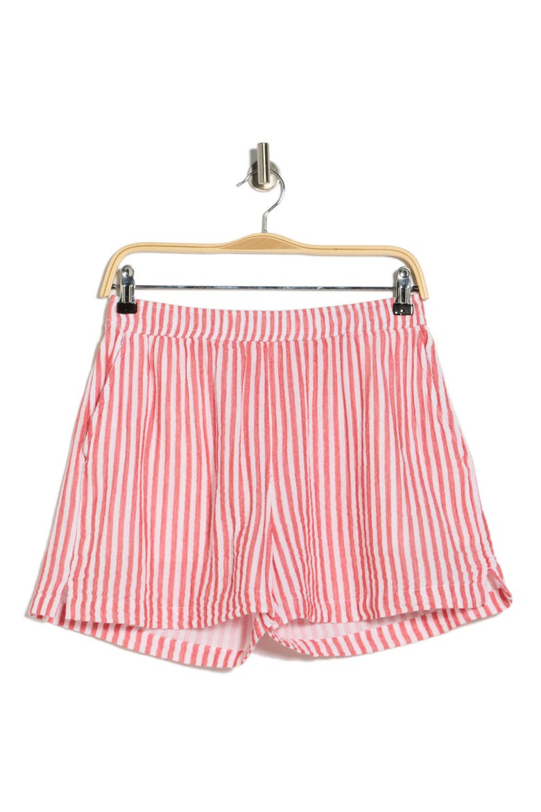 Cotton Gauze Shorts, Alternate, color, RED RADISH BRIANNE STRIPE