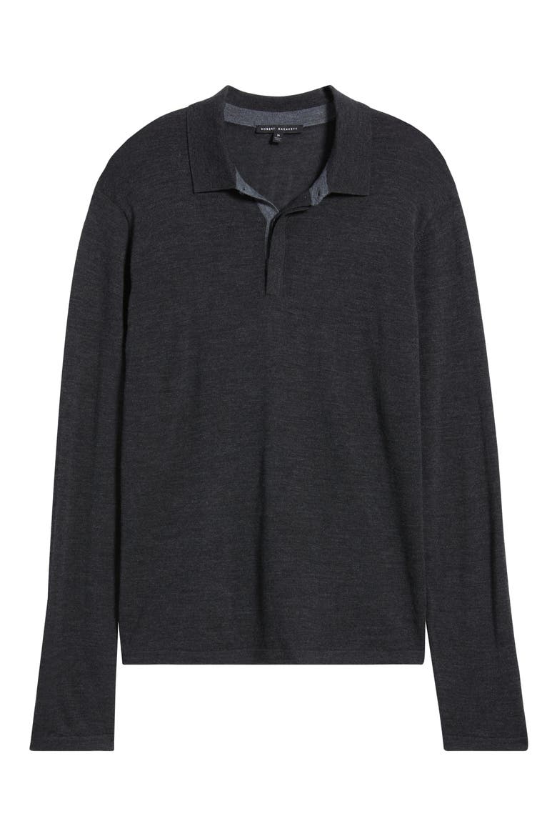 Thomas Merino Wool Long Sleeve Polo, Alternate, color, CHARCOAL